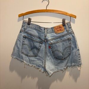 Levi's Women's Light Blue Jean Shorts with Frayed Hem